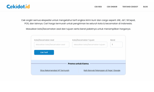 cara mengecek tarif indah cargo
