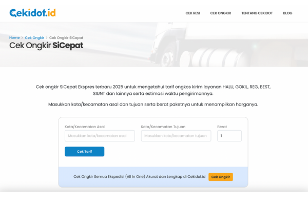 cara cek ongkir sicepat