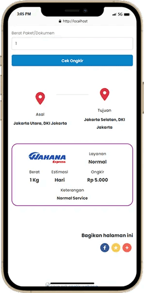 cara mengecek ongkir wahana