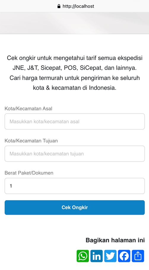 cek tarif semua ekspedisi